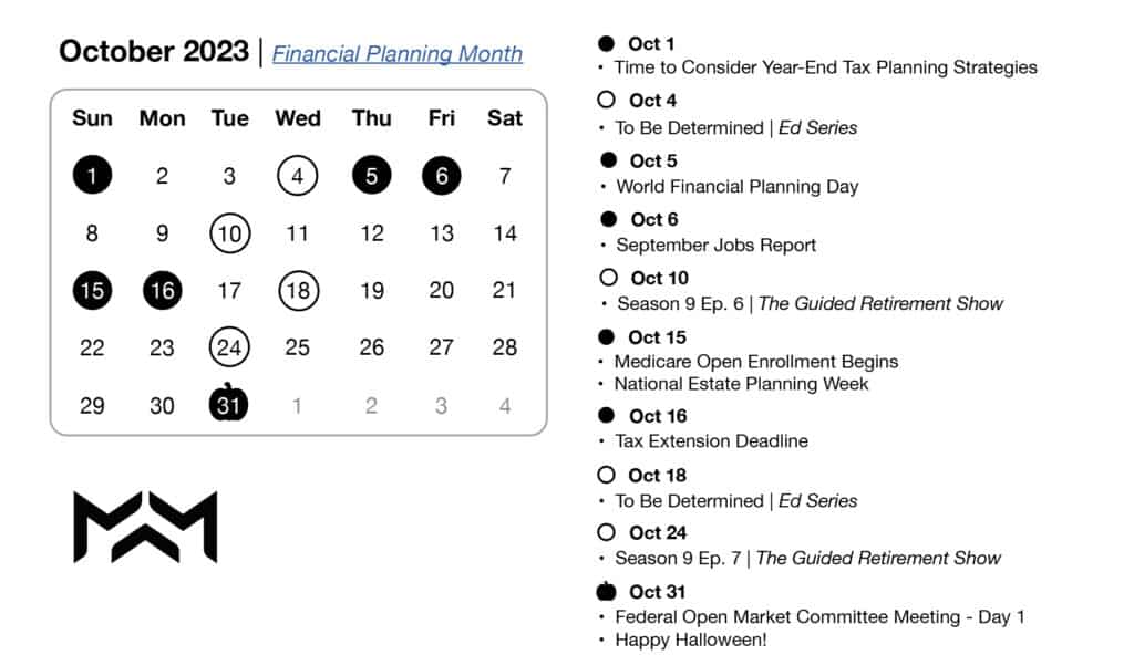 2023 Retirement Planning Calendar - October